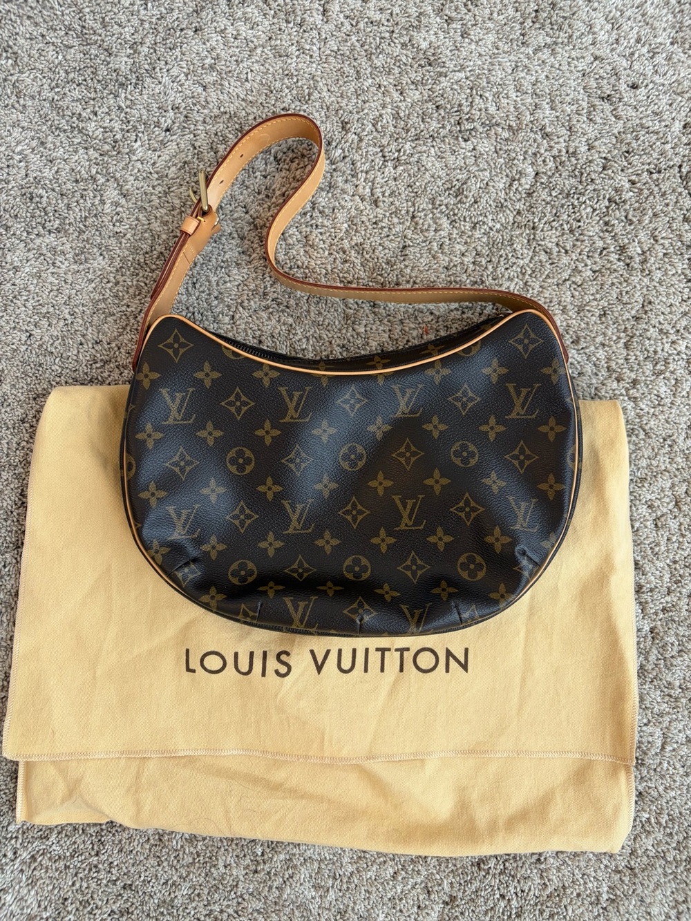Louis Vuitton Monogram Crescent MM Shoulder Bag in Brown and Tan
